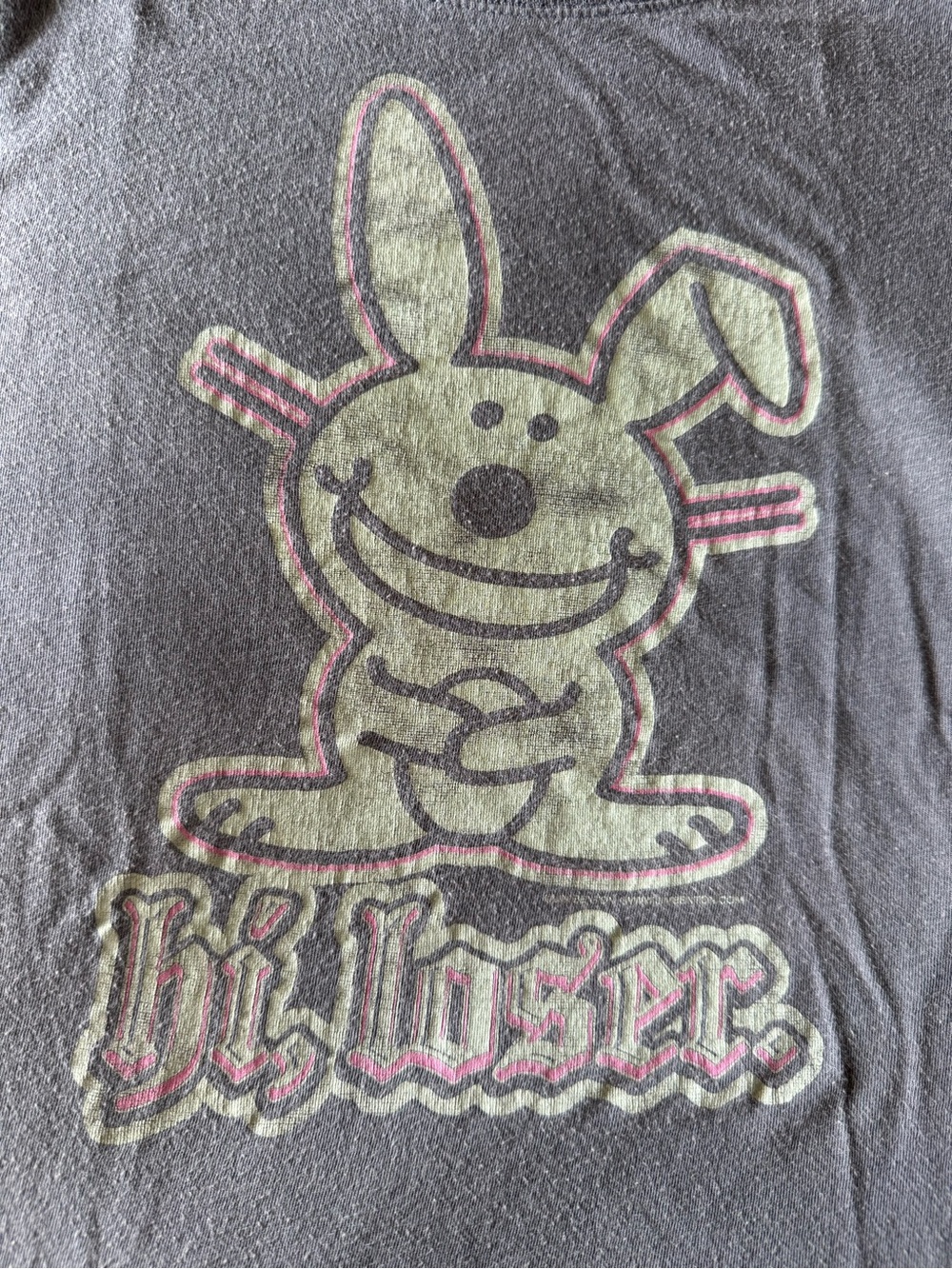 Graphic Happy Bunny Short Sleeve Tee in Charcoal Gray